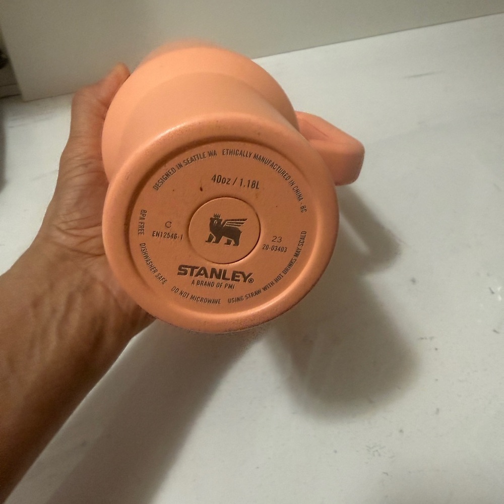 Stanley Coral Orange Insulated Travel Mug with Handle - Picture 12 of 12
